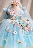 Load image into Gallery viewer, Primrose Butterfly Luxe Little Girls Tulle Dress - Blue - Fox Baby &amp; Co
