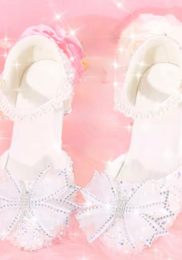 Little Girls Sparkle High Heel Princess Birthday Girl Shoe - White (pre order) - Fox Baby & Co