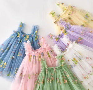 Arabella Garden Floral Tulle Birthday Dress - White (pre order) - Fox Baby & Co