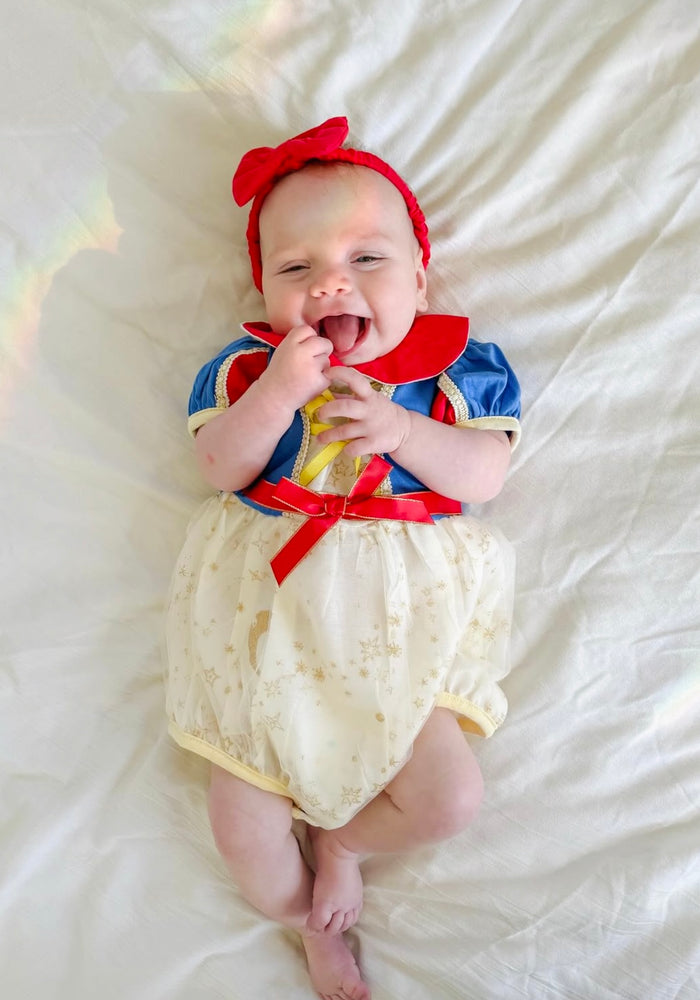 Baby Girls Snow White Princess Puff Tulle Romper with bow - Fox Baby & Co