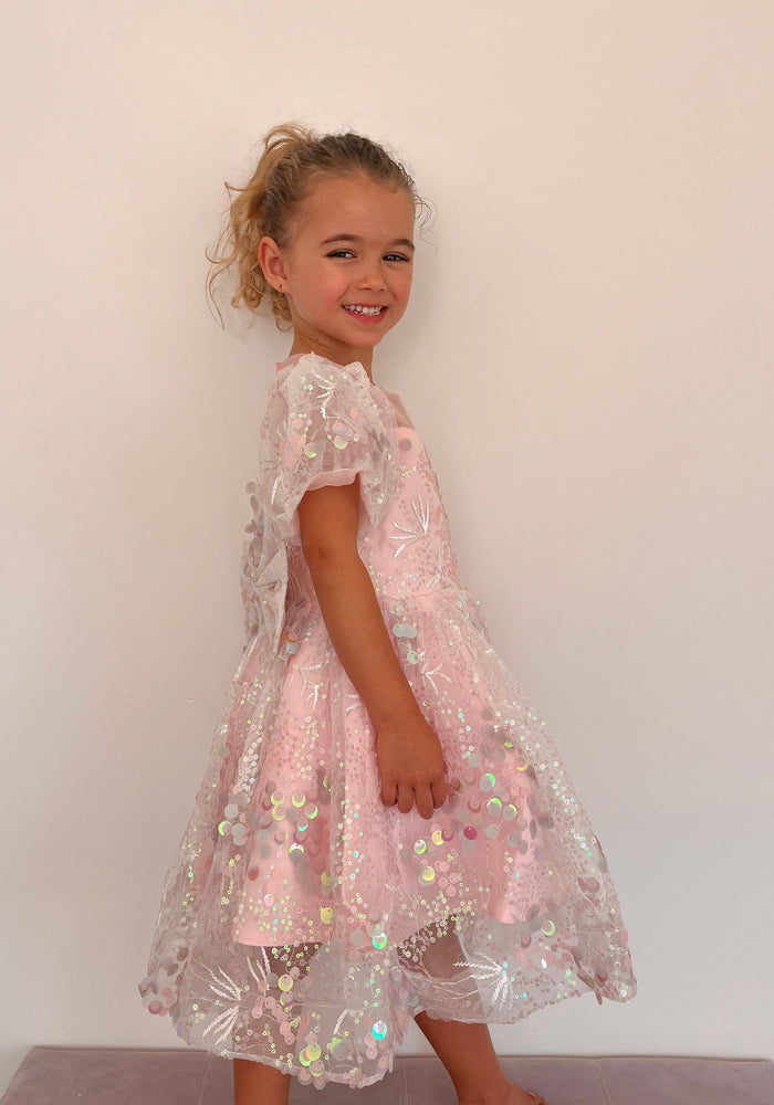 Enchanted Mermaid Sequins Luxe Tulle Dress - Pink (preorder) - Fox Baby & Co
