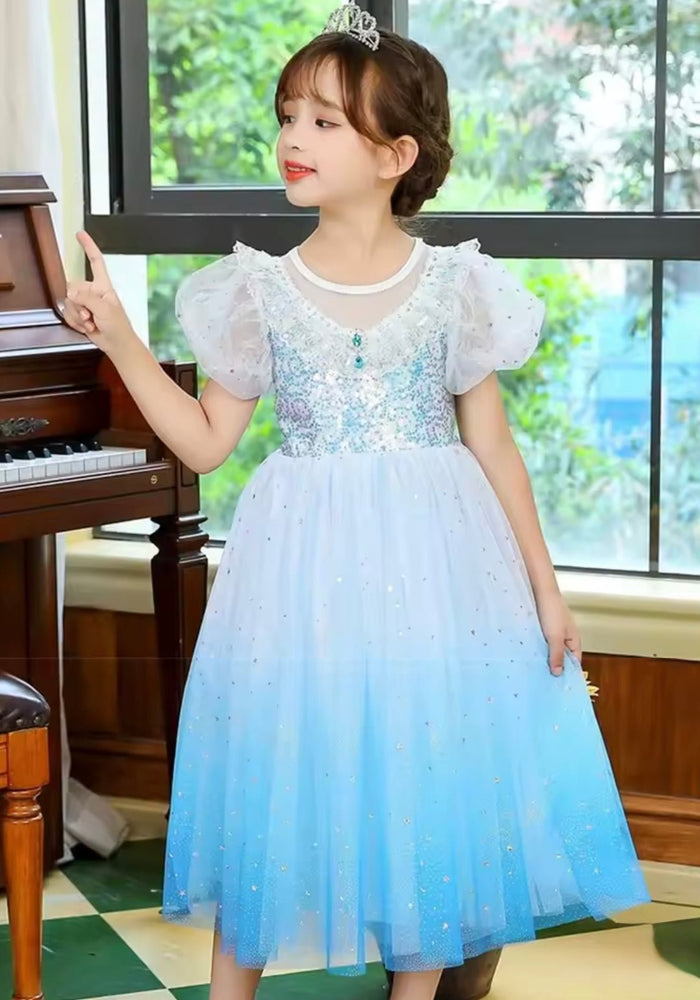 Elsa Lace Princess Party Dress Costume & Cape - Blue - Fox Baby & Co