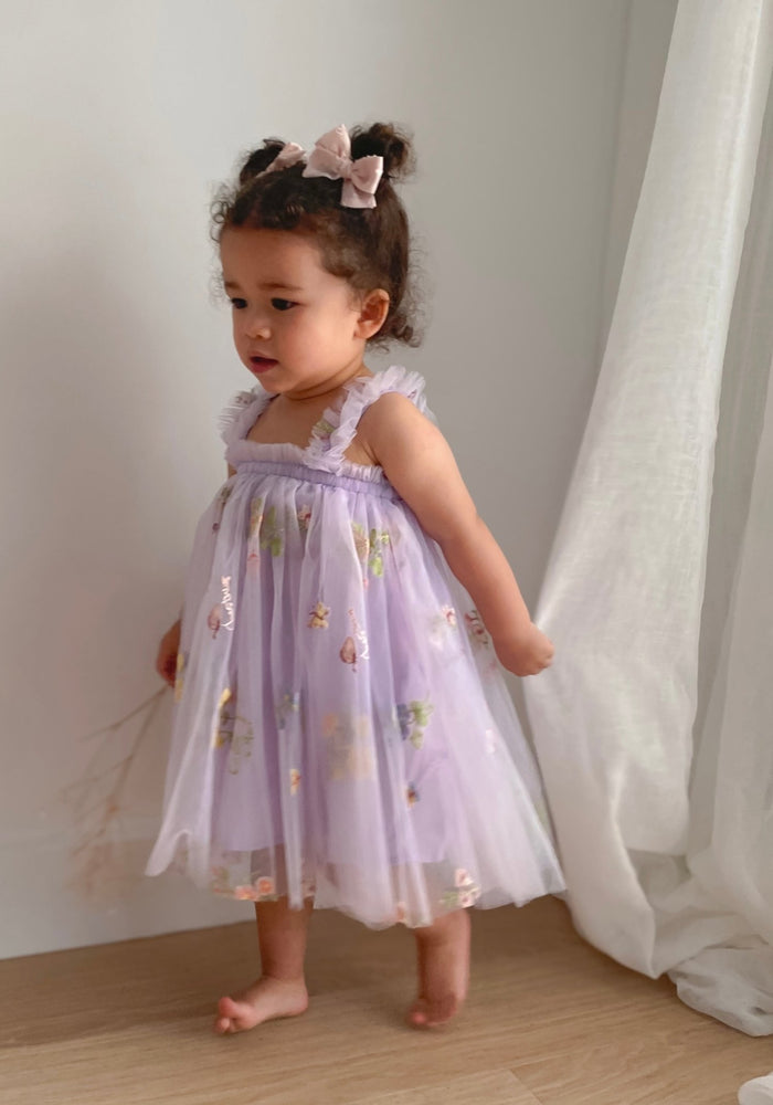Arabella Garden Floral Tulle Birthday Dress - lilac - Fox Baby & Co