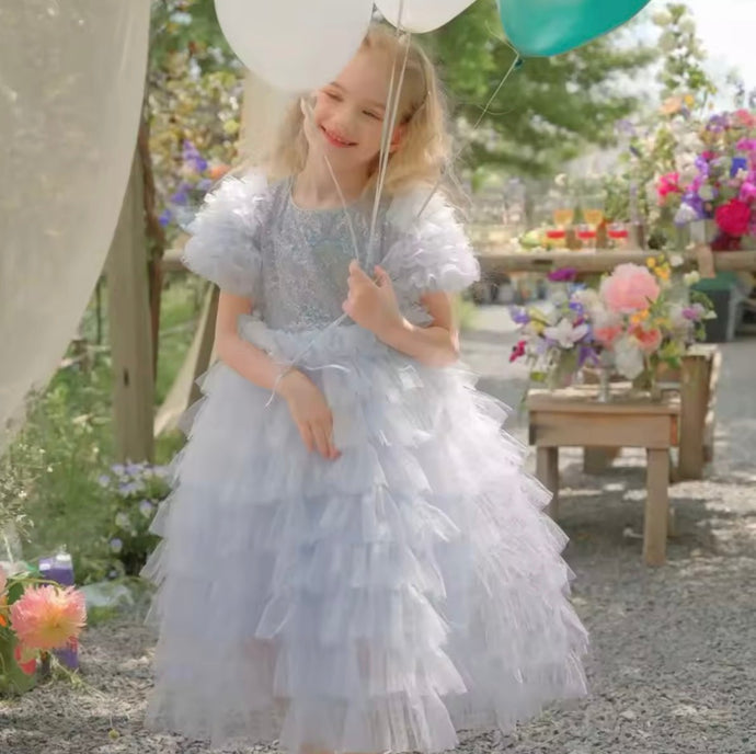 Snow Sparkle Blue Frill Princess Party Dress - Fox Baby & Co