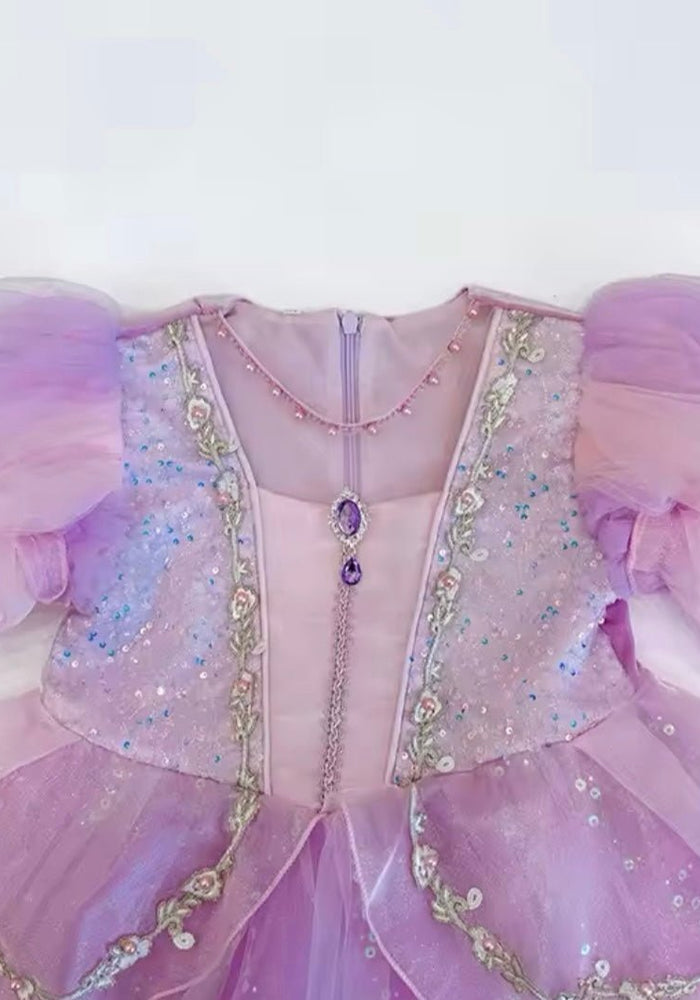 Violet Rapunzel Princess Puff Sleeve Party Dress Costume - Fox Baby & Co