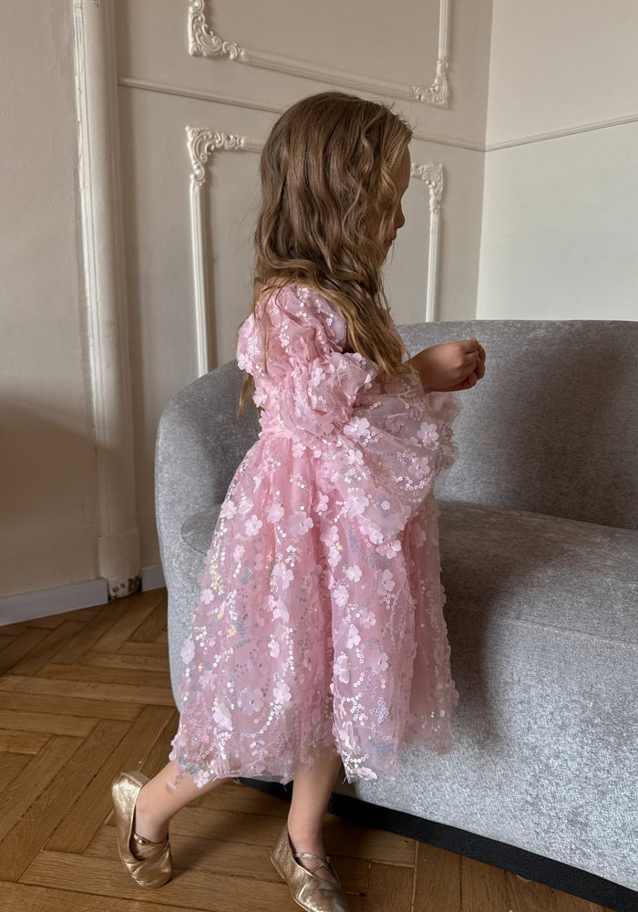 Flowergirl Sparkle Wonderland Long Sleeve Luxe Tulle Dress - Pink - Fox Baby & Co