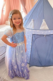 Snowflake Princess Birthday Party Dress Costume with cape