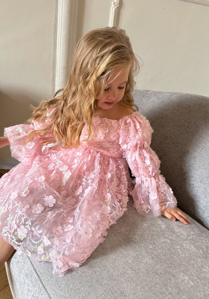 Flowergirl Sparkle Wonderland Long Sleeve Luxe Tulle Dress - Pink - Fox Baby & Co