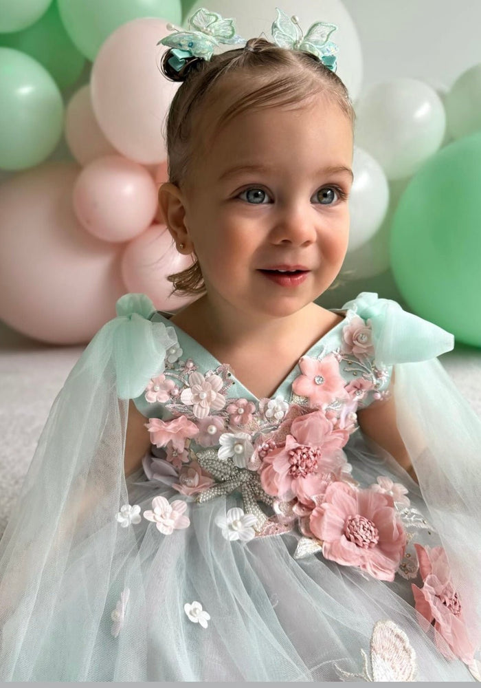 Primrose Butterfly Luxe Little Girls Tulle Dress - Mint (pre order) - Fox Baby & Co
