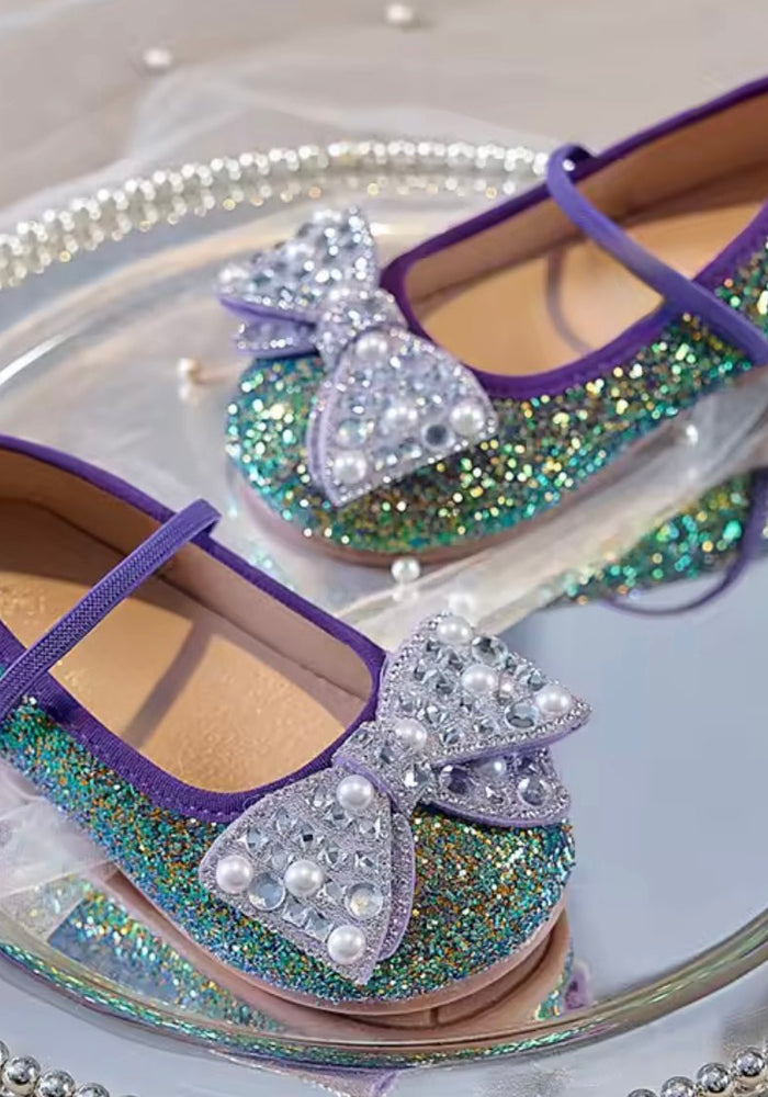 Mermaid Luxe Bow Princess Ballerina Ballet Flat Shoes (pre order) - Purple/ Green - Fox Baby & Co