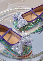 Load image into Gallery viewer, Mermaid Luxe Bow Princess Ballerina Ballet Flat Shoes (pre order) - Purple/ Green
