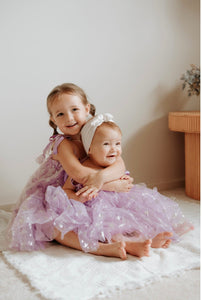 Sparkle Snow Princess Kids little Girls Tulle Dress - Purple - Fox Baby & Co