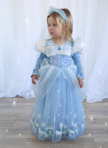 Enchanted Snow Princess Birthday Party Dress Costume with fingerless gloves - Fox Baby & Co