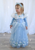Load image into Gallery viewer, Enchanted Snow Princess Birthday Party Dress Costume with fingerless gloves - Fox Baby &amp; Co
