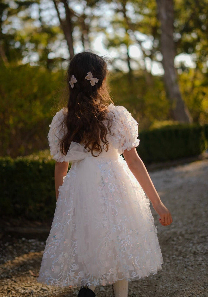 Kids girls Tea Party Sparkle Tulle Dress - White - Fox Baby & Co