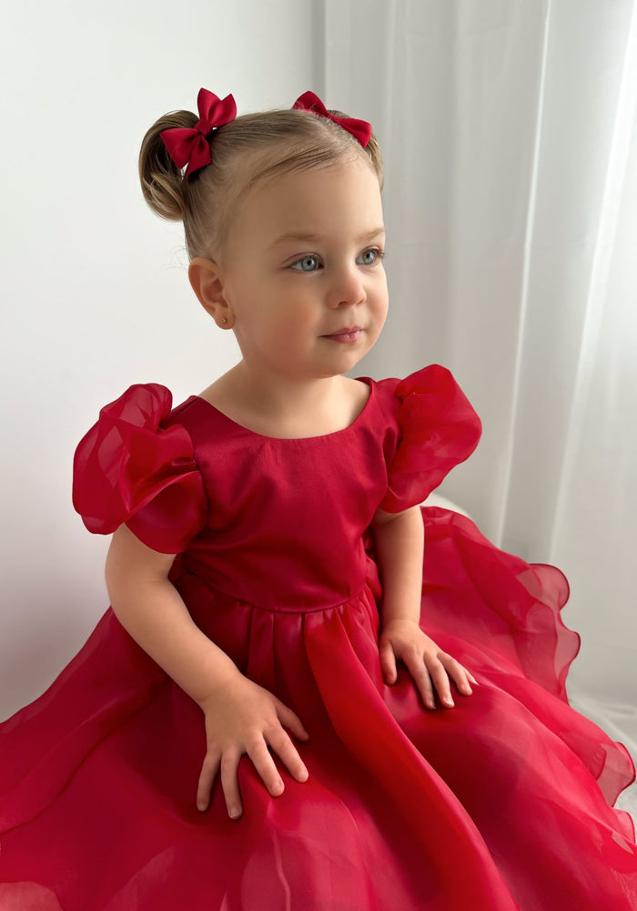 Kids little girls Red Christmas Luxe Dress (pre order) - Fox Baby & Co