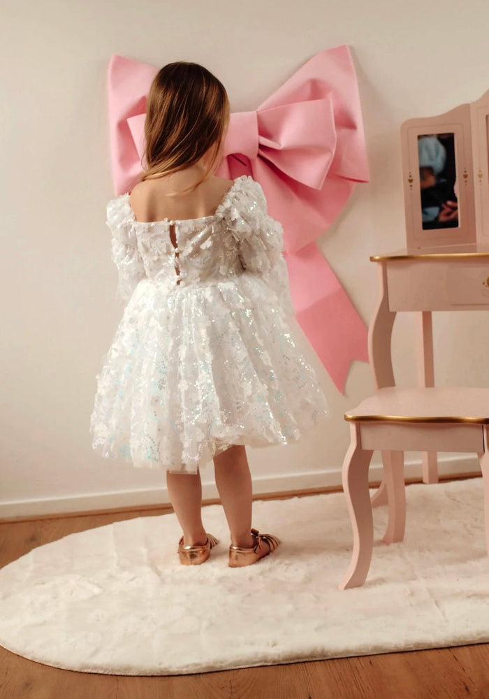 Flowergirl Sparkle Wonderland Long Sleeve Luxe Tulle Dress - White (pre order) - Fox Baby & Co