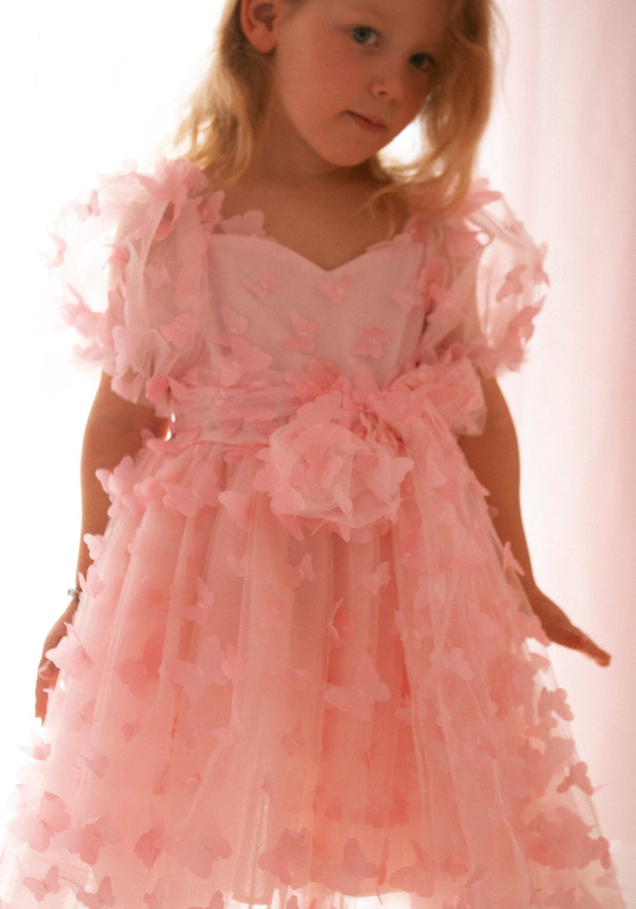 Kids girls Tea Party Butterfly Tulle Dress - Pink - Fox Baby & Co