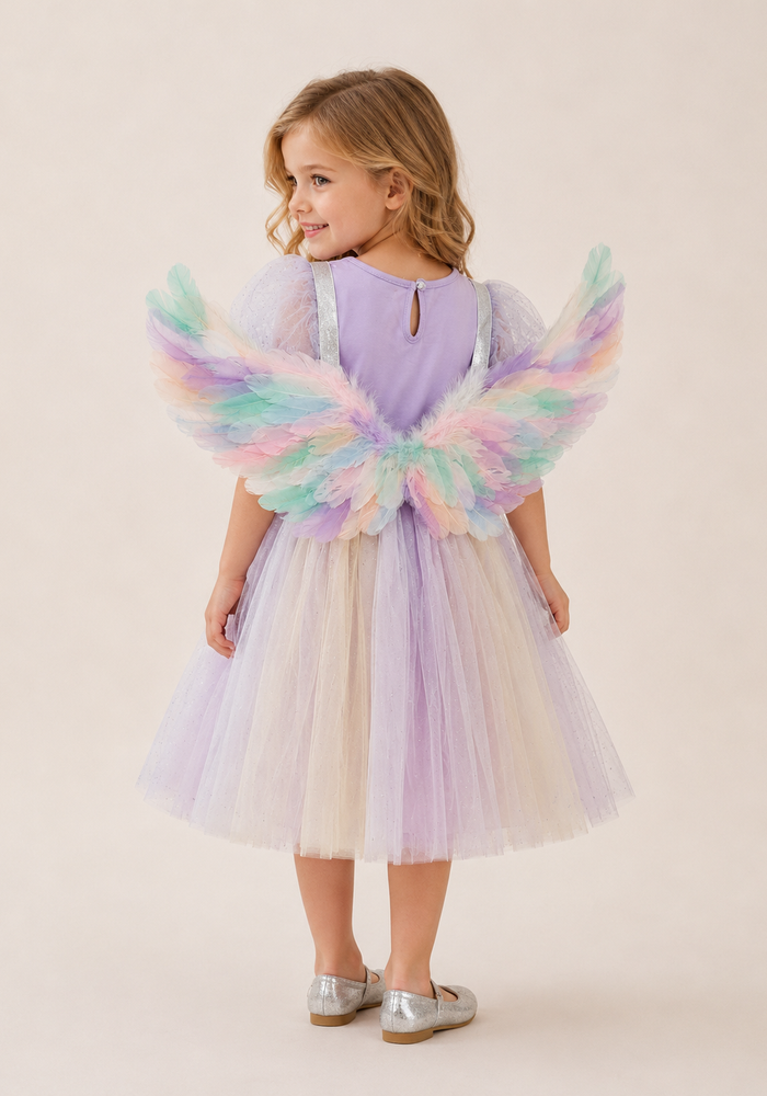 Unicorn Fairy Princess Dress with Wings Costume