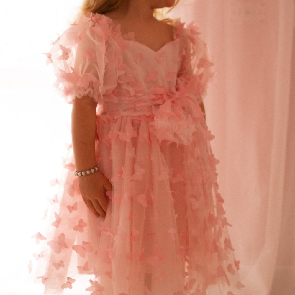 Kids girls Tea Party Butterfly Tulle Dress - Pink - Fox Baby & Co