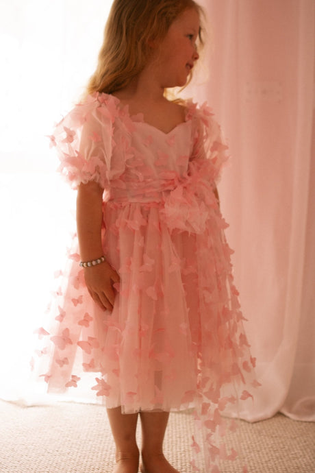Kids girls Tea Party Butterfly Tulle Dress - Pink - Fox Baby & Co