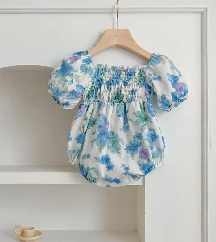 Baby Girls French Flora Puff Romper - Fox Baby & Co