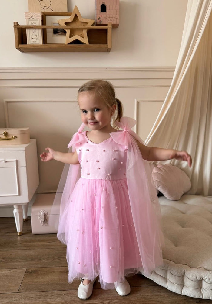 Pearl Princess Luxe Little Girls Tulle Dress - Pink - Fox Baby & Co