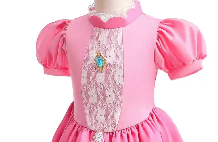 Princess Peach Inspired Lace Luxe Dress & Accessories Set 🍑👑✨ - Fox Baby & Co