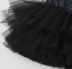 Luxe Ballerina Sparkle Tulle Tutu Leotard - Black
