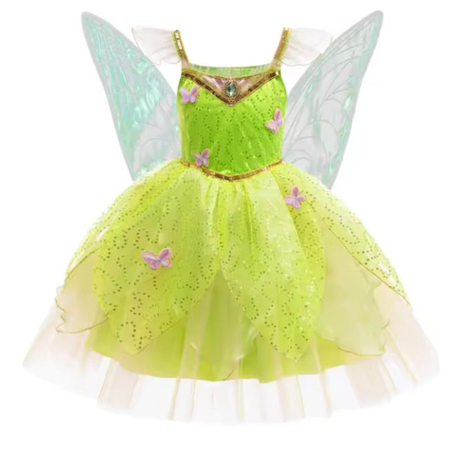 Enchanting Tinker bell Luxe Fairy Princess Dress & matching Wings - Fox Baby & Co