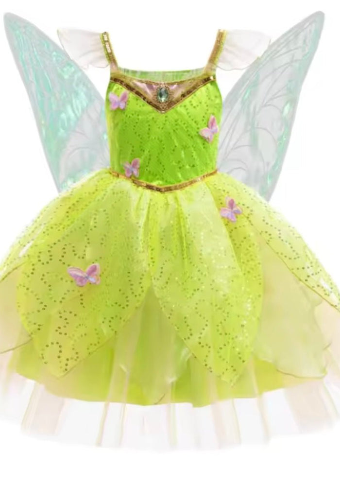 Enchanting Tinker bell Luxe Fairy Princess Dress & matching Wings - Fox Baby & Co
