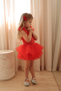 Luxe Ballerina Christmas Sparkle Tulle Tutu Leotard - Red - Fox Baby & Co