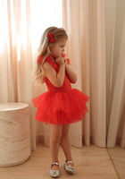 Load image into Gallery viewer, Luxe Ballerina Christmas Sparkle Tulle Tutu Leotard - Red - Fox Baby &amp; Co
