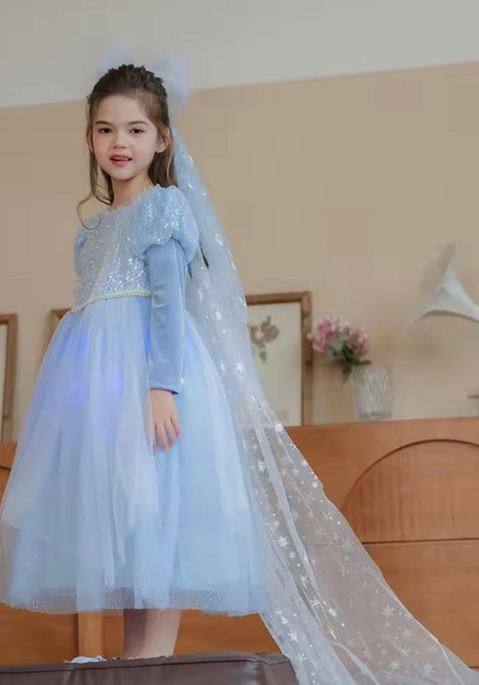 Snow Princess Birthday Long Sleeve Party Dress Costume & Cape - Fox Baby & Co