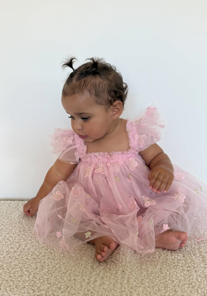 Whimsical Butterfly Fairy Tulle Birthday Dress - Pink - Fox Baby & Co
