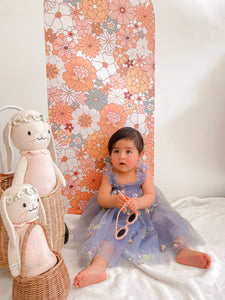 Arabella Garden Floral Tulle Birthday Dress - blue - Fox Baby & Co