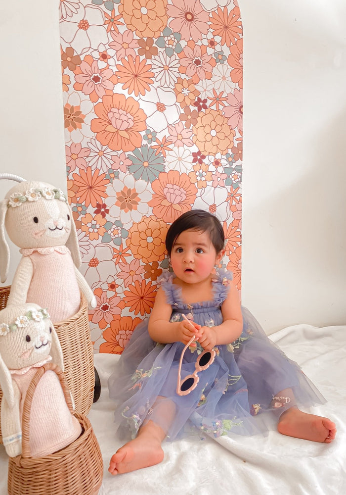 Arabella Garden Floral Tulle Birthday Dress - blue - Fox Baby & Co