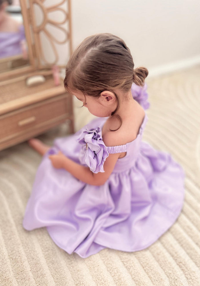 Kids little girls Talulah Flower Party Dress - Purple (pre order) - Fox Baby & Co