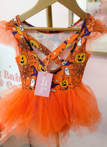 Halloween Ballerina Shimmer Tulle Tutu Leotard - Pumpkin(pre order) - Fox Baby & Co