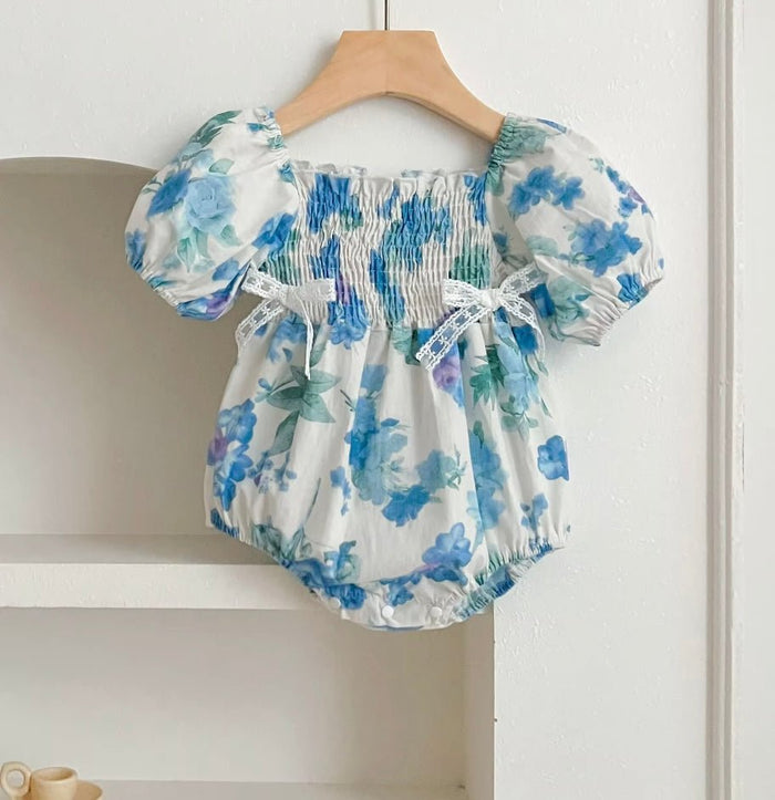 Baby Girls French Flora Puff Romper - Fox Baby & Co
