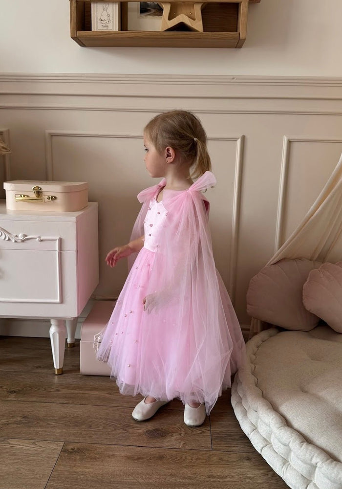 Pearl Princess Luxe Little Girls Tulle Dress - Pink - Fox Baby & Co