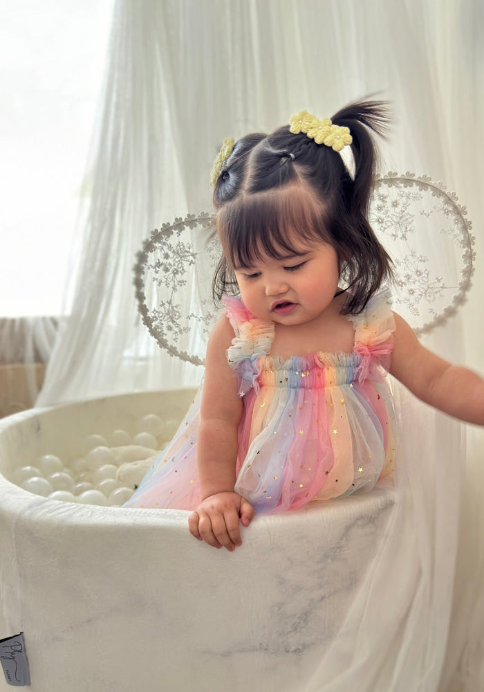 1st Birthday Kids little girls Arabella Tulle Fairy Birthday Dress - Bright Rainbow - Fox Baby & Co