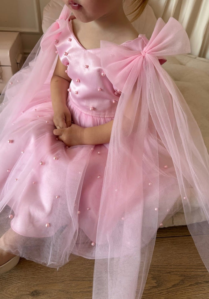 Pearl Princess Luxe Little Girls Tulle Dress - Pink - Fox Baby & Co