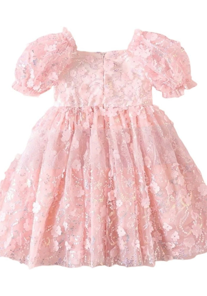 Kids girls Tea Party Sparkle Tulle Dress - Blush Pink - Fox Baby & Co