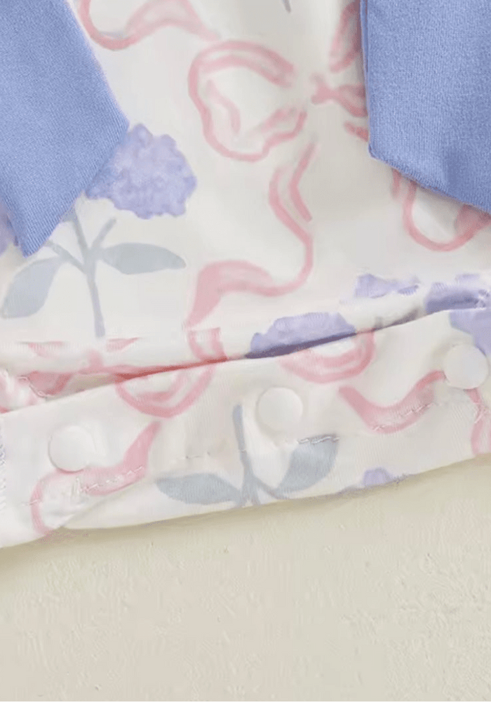 Posy Floral Bow Romper - Blue - Fox Baby & Co