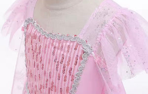 Pink Snowflake Princess Birthday Party Dress Costume with cape