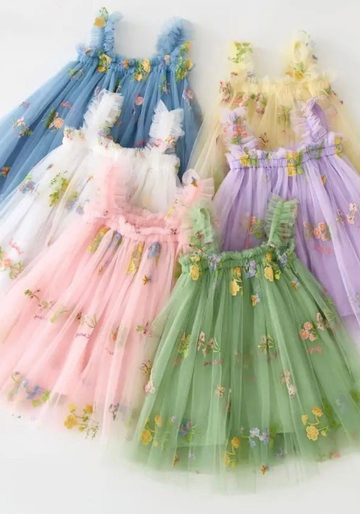 Arabella Garden Floral Tulle Birthday Dress - lilac - Fox Baby & Co