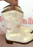Load image into Gallery viewer, Pink Bow Princess Cowgirl Shimmer Boots
