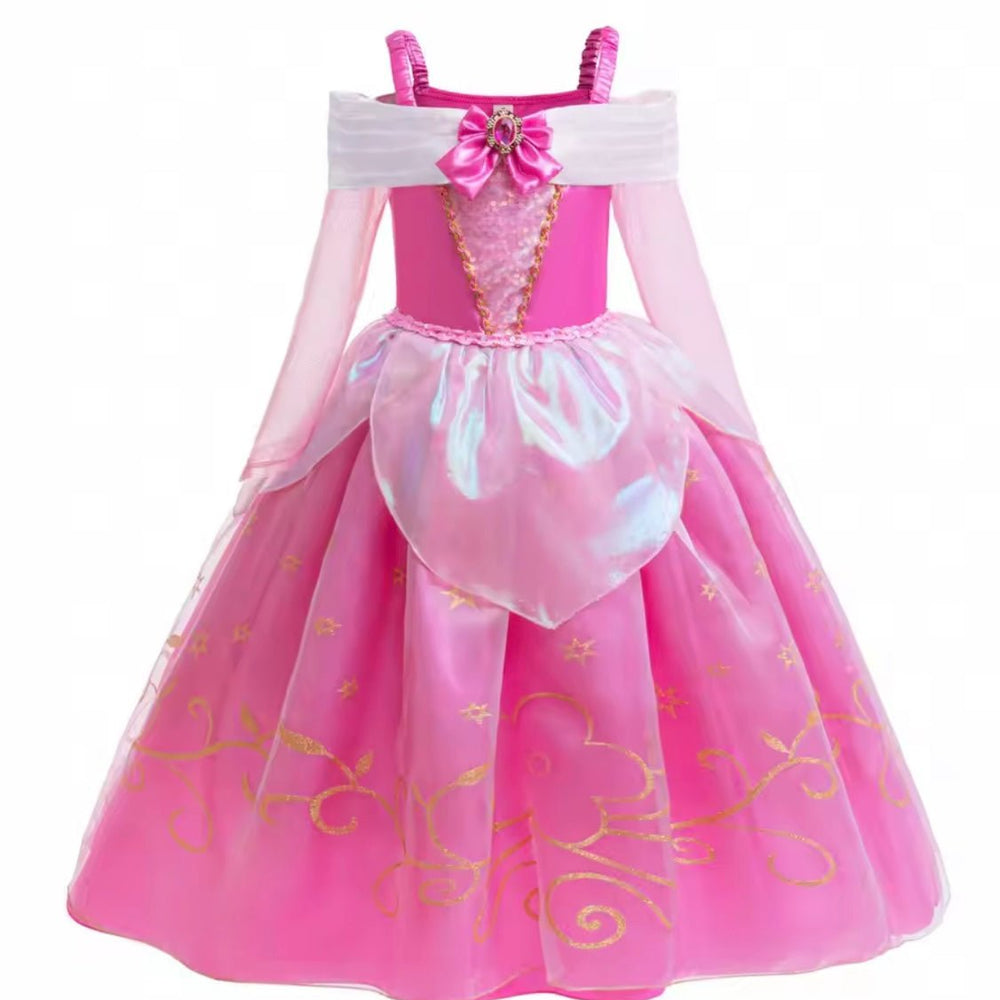Magical Aurora Pink Princess Long Sleeve Party Dress Costume - Fox Baby & Co