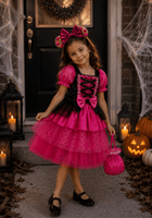 Load image into Gallery viewer, Witch Halloween Dress Costume, Headband &amp; Bag - Pink - Fox Baby &amp; Co
